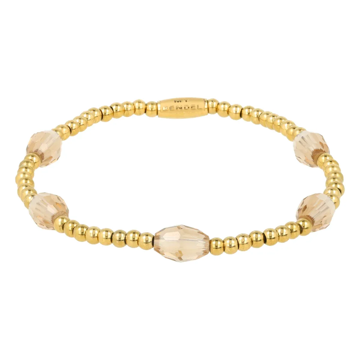 My Bendel Armband Ovale kralen Champagne | Goud 1 My Bendel My Bendel Armband Ovale kralen Champagne | Goud