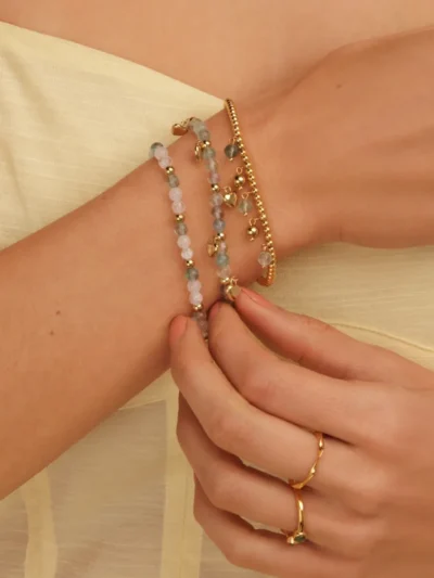 My Bendel My Bendel Armband ronde Green Fluorite | Goud