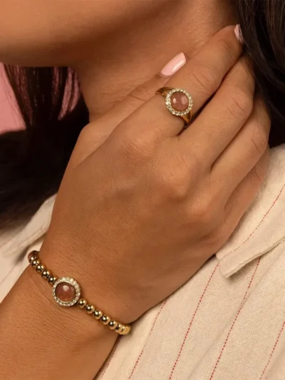 My Bendel My Bendel Berry quartz armband zirkonia | Goud
