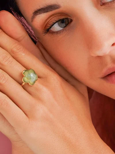 My Bendel My Bendel Bloemen Ring Green Fluorite | Goud