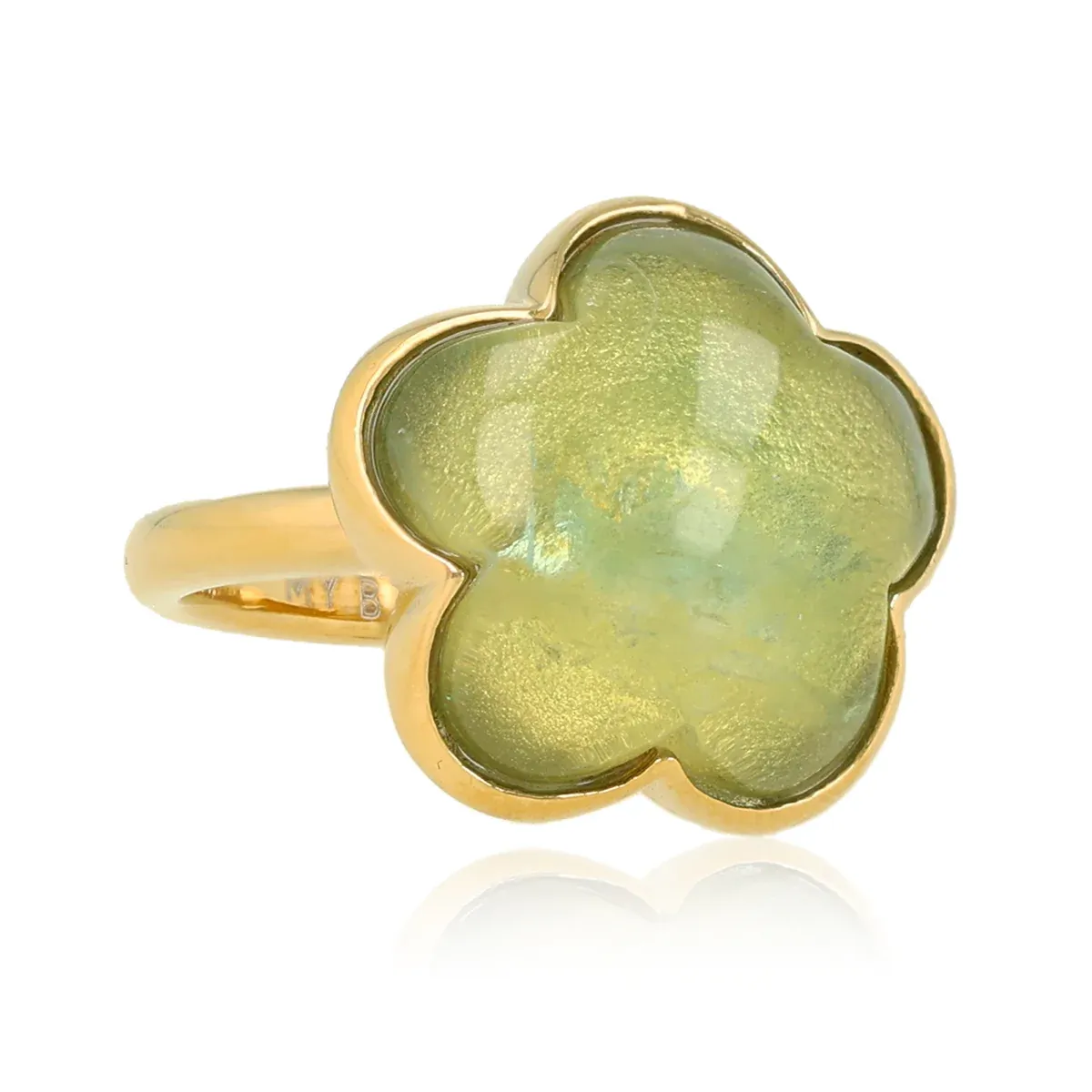 My Bendel Bloemen Ring Green Fluorite | Goud 1 My Bendel My Bendel Bloemen Ring Green Fluorite | Goud