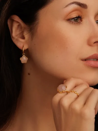 My Bendel My Bendel Bloemen Ring Rose Quartz | Goud