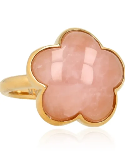 My Bendel My Bendel Bloemen Ring Rose Quartz | Goud