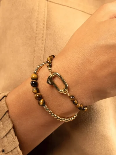 My Bendel My Bendel Edelsteen armband Tiger Eye | Goud