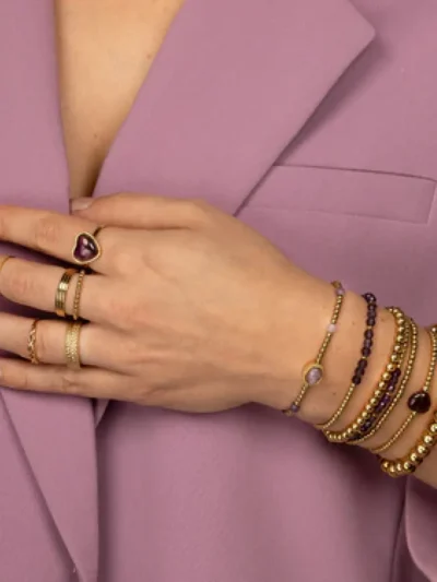 My Bendel My Bendel Elastische armband grote bol | Goud