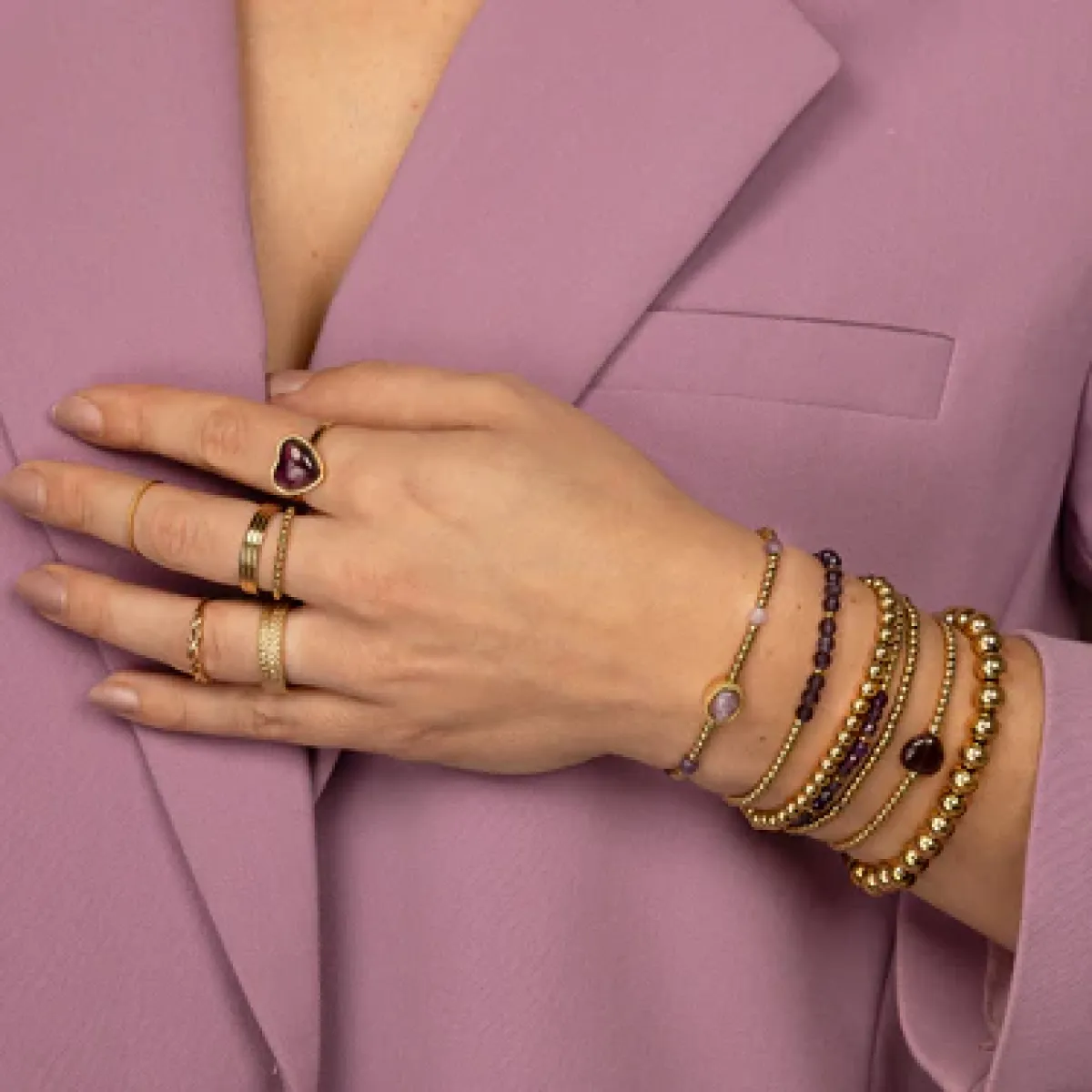 My Bendel Elastische armband grote bol | Goud 2 My Bendel My Bendel Elastische armband grote bol | Goud