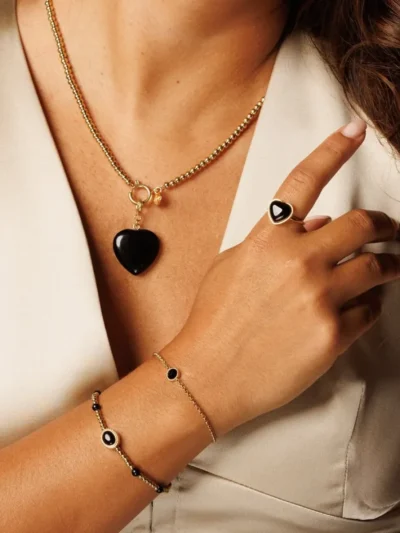 My Bendel My Bendel Elastische armband Onyx | Goud