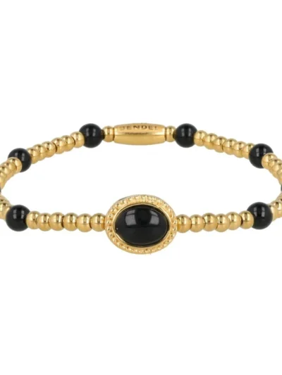 My Bendel My Bendel Elastische armband Onyx | Goud