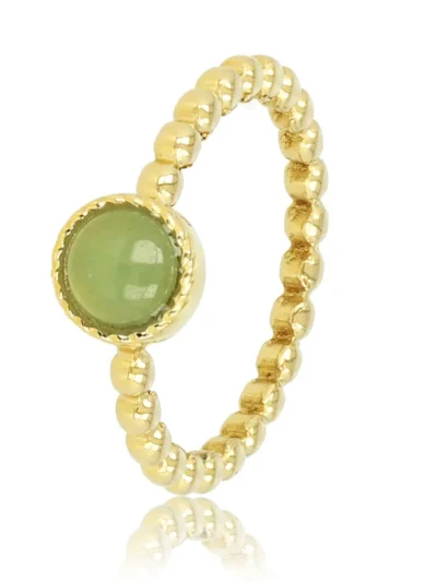 My Bendel My Bendel GreenAventurine Ring Bolletjes | Goud
