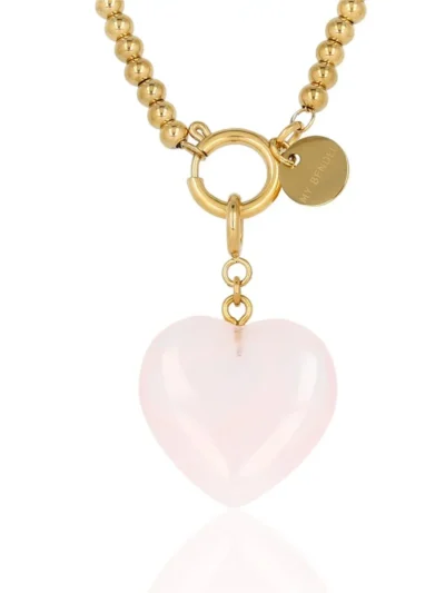 My Bendel My Bendel Ketting Hart Rose Quartz | Goud