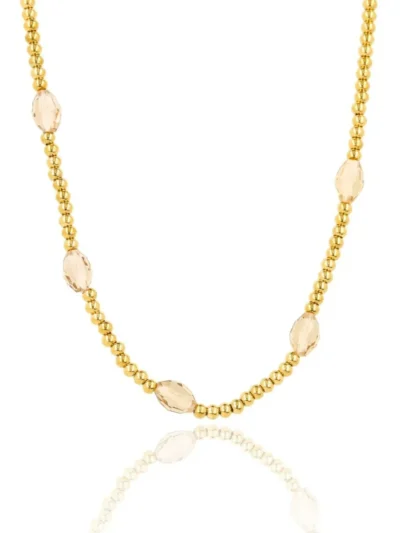 My Bendel My Bendel Ketting Ovale Kralen Champagne | Goud