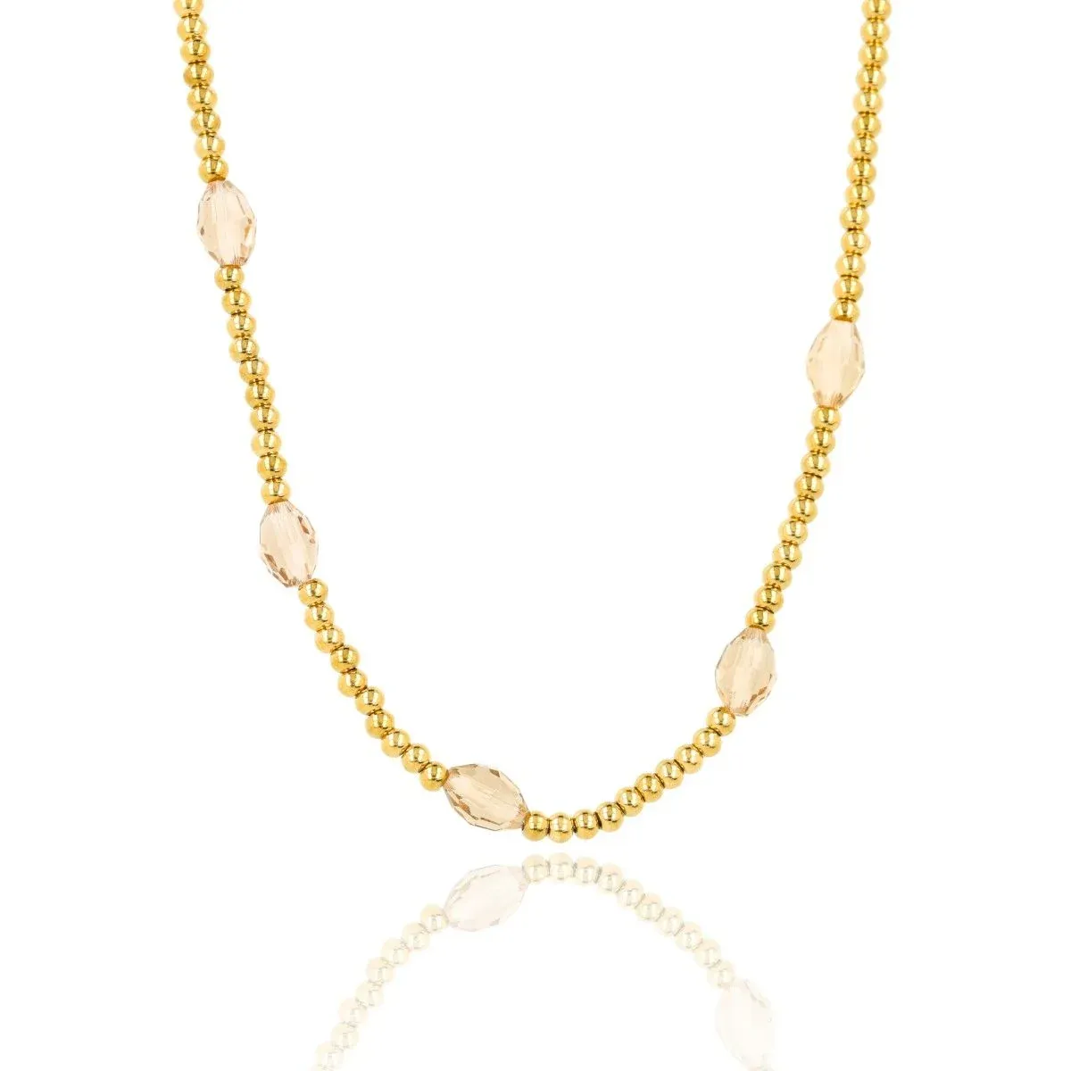 My Bendel Ketting Ovale Kralen Champagne | Goud 1 My Bendel My Bendel Ketting Ovale Kralen Champagne | Goud