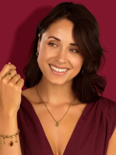 My Bendel My Bendel Ketting Rechthoekige Tiger Eye | Goud