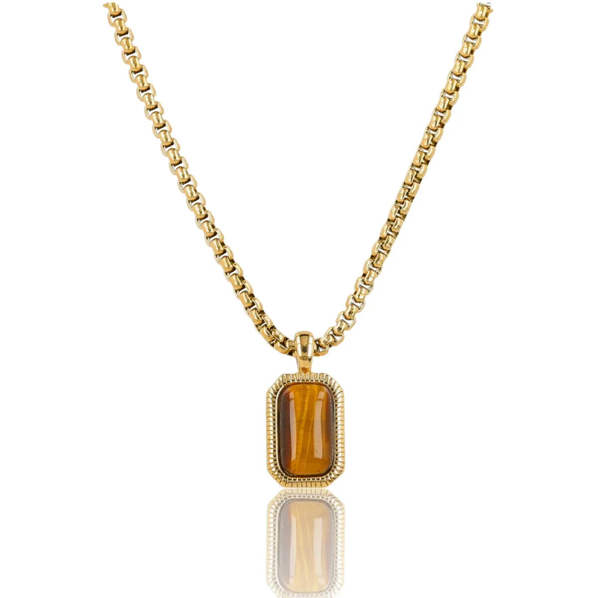 My Bendel Ketting Rechthoekige Tiger Eye | Goud 1 My Bendel My Bendel Ketting Rechthoekige Tiger Eye | Goud