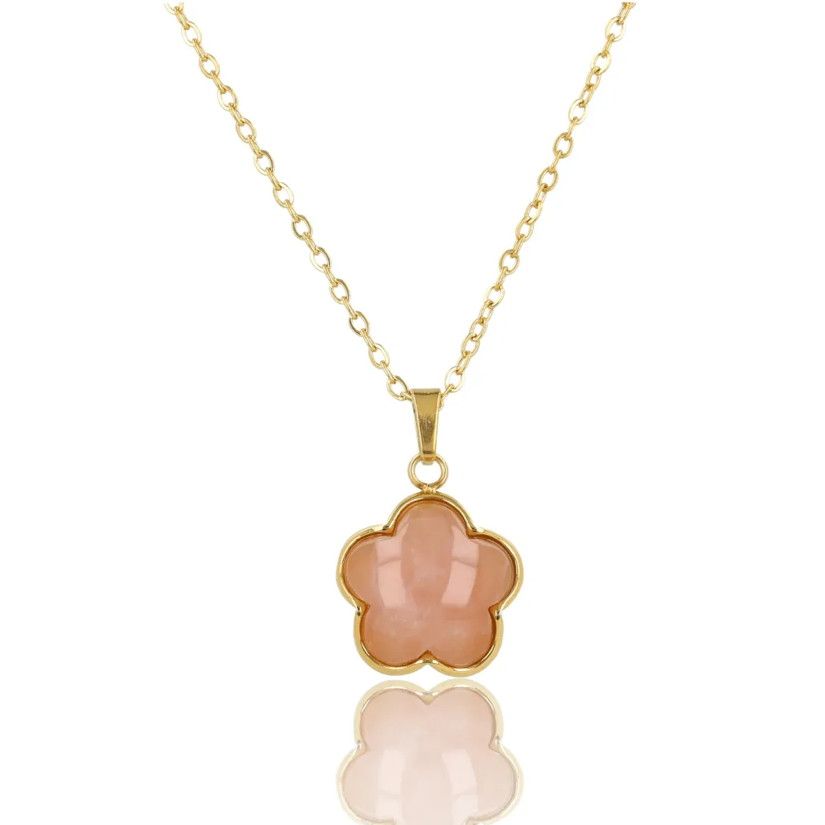 My Bendel Ketting Rose Quartz Bloem | Goud 1 My Bendel My Bendel Ketting Rose Quartz Bloem | Goud
