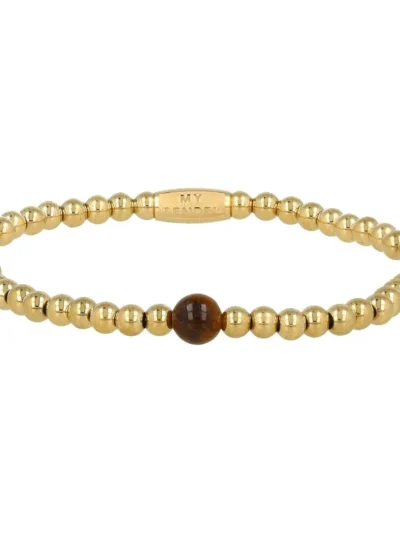 My Bendel My Bendel Kralenarmband met Tiger Eye | Goud