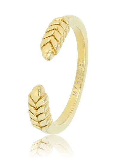 My Bendel My Bendel Open ring met bladpatroon | Goud