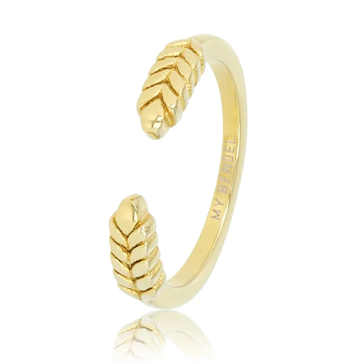 My Bendel Open ring met bladpatroon | Goud 1 My Bendel My Bendel Open ring met bladpatroon | Goud