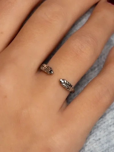 My Bendel My Bendel Open ring met bladpatroon | Zilver
