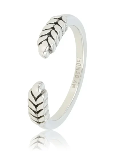 My Bendel My Bendel Open ring met bladpatroon | Zilver