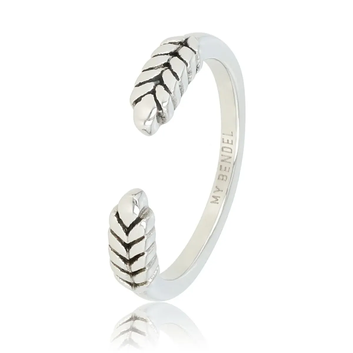 My Bendel Open ring met bladpatroon | Zilver 1 My Bendel My Bendel Open ring met bladpatroon | Zilver