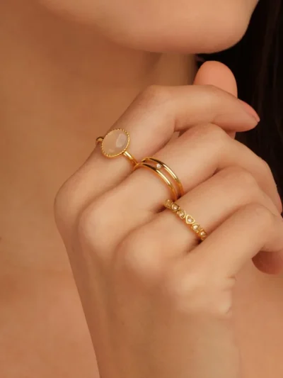My Bendel My Bendel Ovale Ring met Rose Quartz | Goud