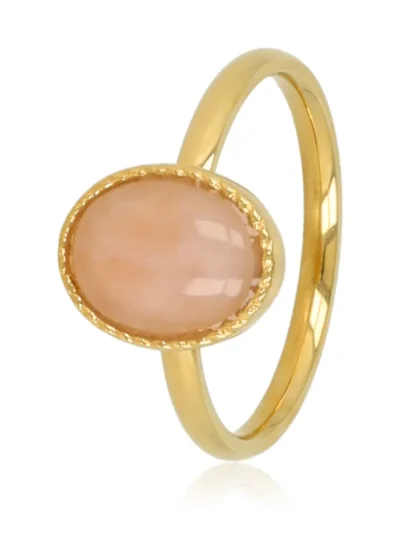 My Bendel My Bendel Ovale Ring met Rose Quartz | Goud