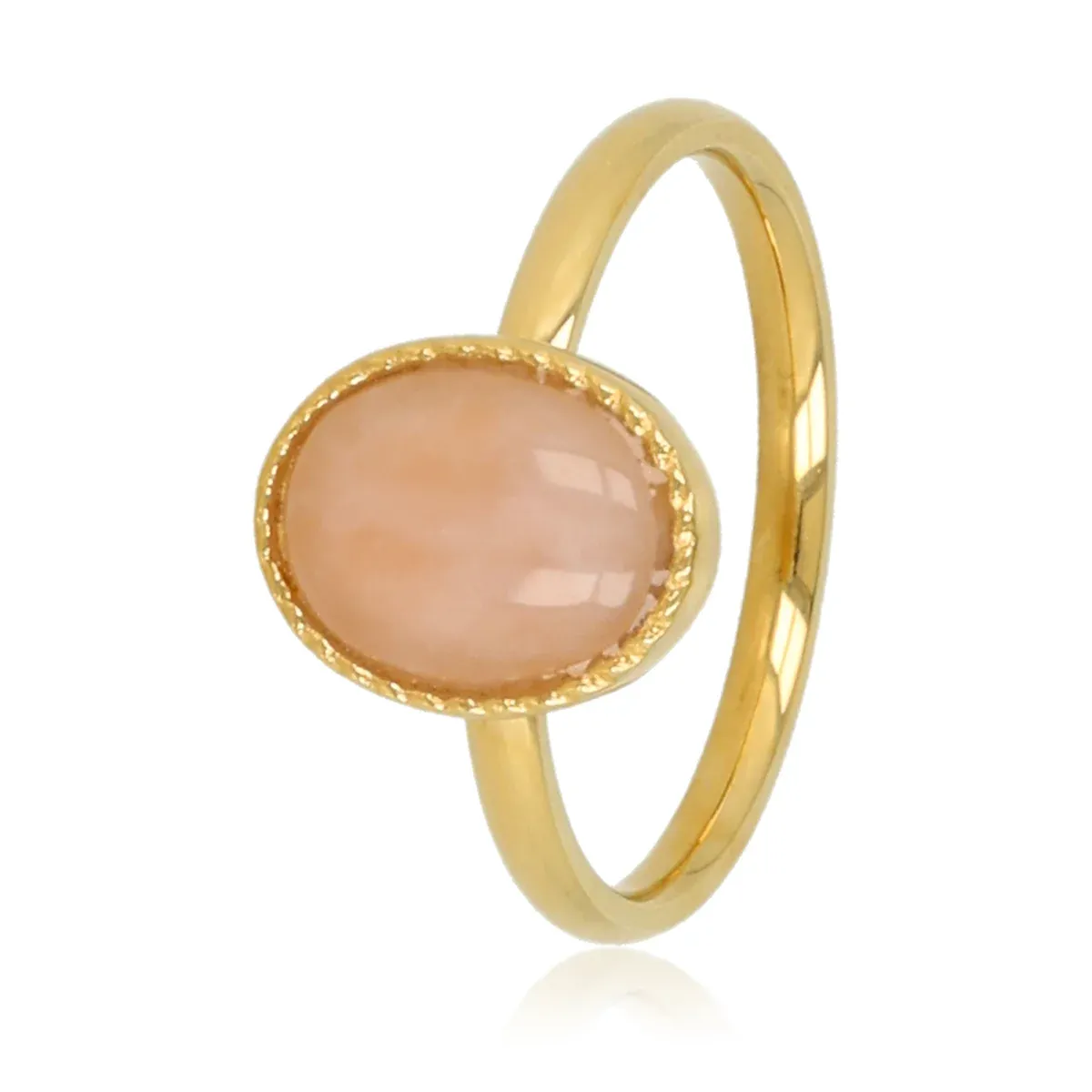 My Bendel Ovale Ring met Rose Quartz | Goud 1 My Bendel My Bendel Ovale Ring met Rose Quartz | Goud