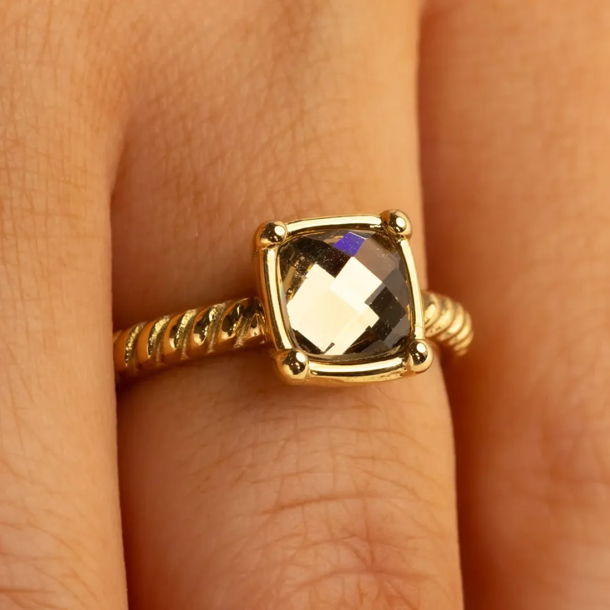 My Bendel Ring Glassteen Smoky Topaz | Goud 2 My Bendel My Bendel Ring Glassteen Smoky Topaz | Goud
