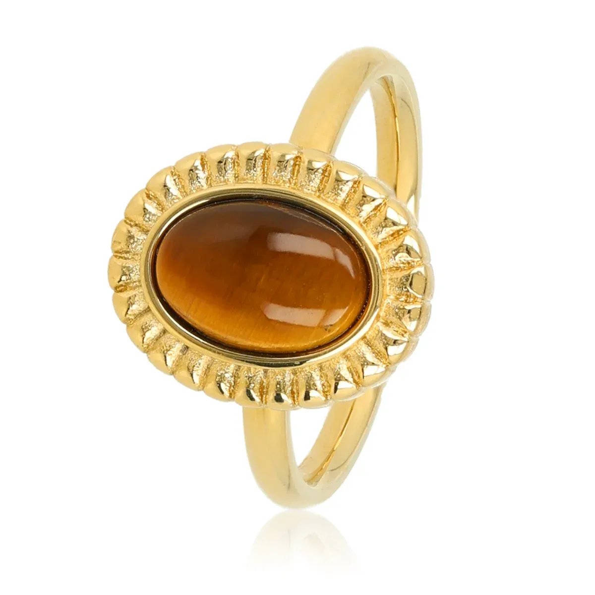 My Bendel Ring Ovale Edelsteen Tiger Eye | Goud 1 My Bendel My Bendel Ring Ovale Edelsteen Tiger Eye | Goud
