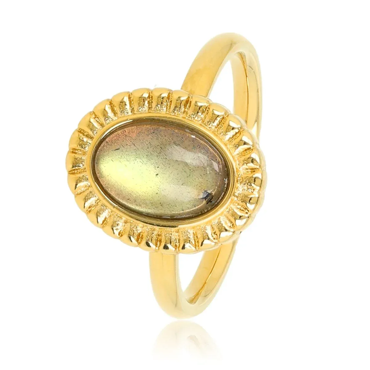 My Bendel Ring Ovale Labradoriet | Goud 1 My Bendel My Bendel Ring Ovale Labradoriet | Goud