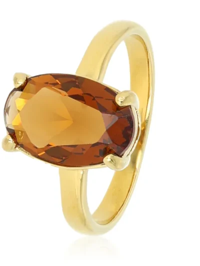 My Bendel My Bendel Ring Ovale Zirkonia Bruin | Goud