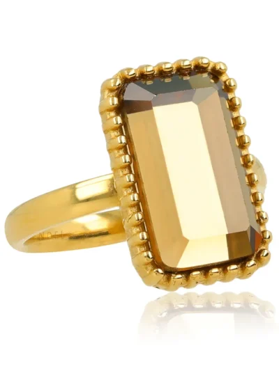 My Bendel My Bendel Ring Rechthoekige Smokey Topaz | Goud