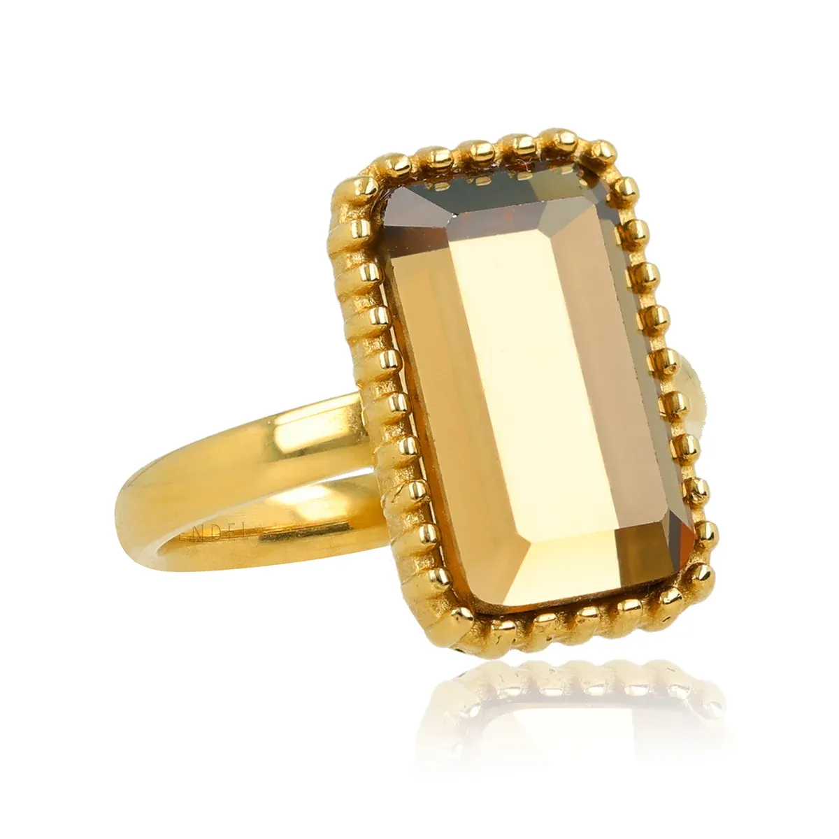 My Bendel Ring Rechthoekige Smokey Topaz | Goud 1 My Bendel My Bendel Ring Rechthoekige Smokey Topaz | Goud
