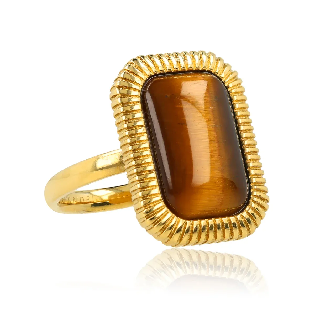 My Bendel Ring Rechthoekige Tiger Eye | Goud 1 My Bendel My Bendel Ring Rechthoekige Tiger Eye | Goud