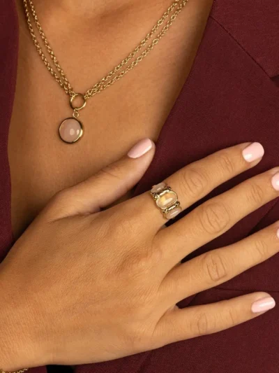 My Bendel My Bendel Rose quartz dubbele ketting | Goud