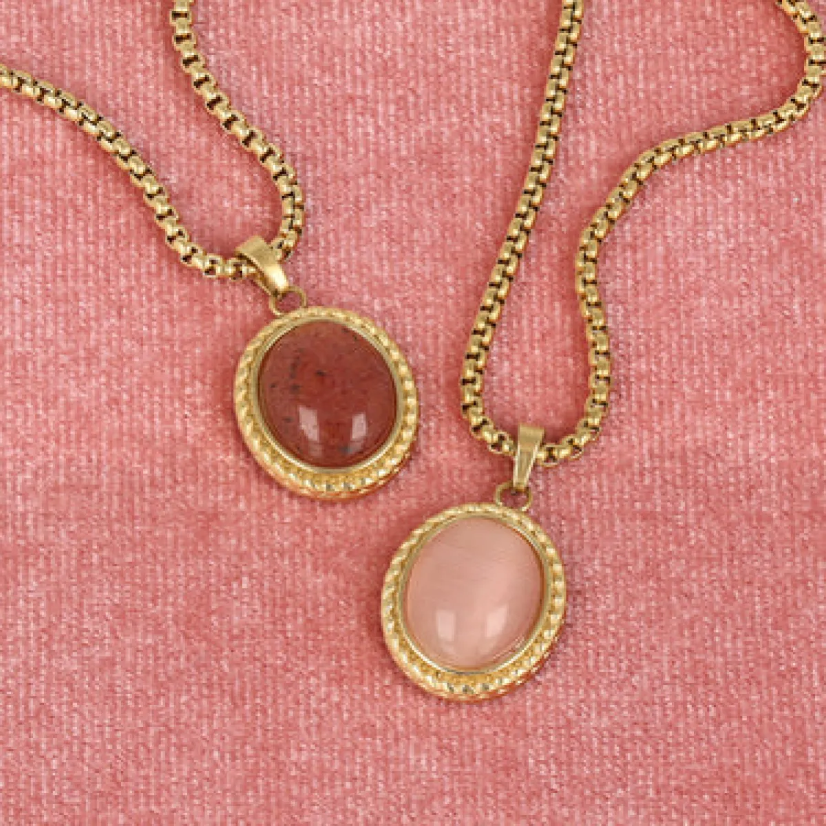 My Bendel Vintage Ketting Pink Moonstone | Goud 2 My Bendel My Bendel Vintage Ketting Pink Moonstone | Goud