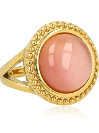 My Bendel My Bendel Vintage Ring Pink Moonstone | Goud