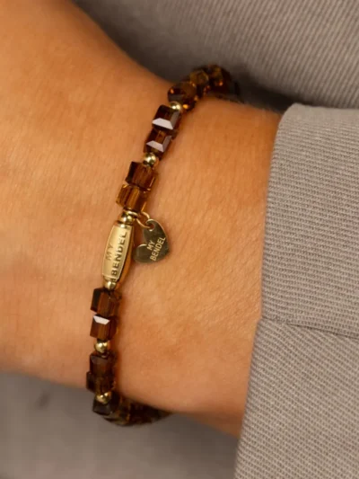 My Bendel My Bendel Armband Bruine Glassteen | Goud