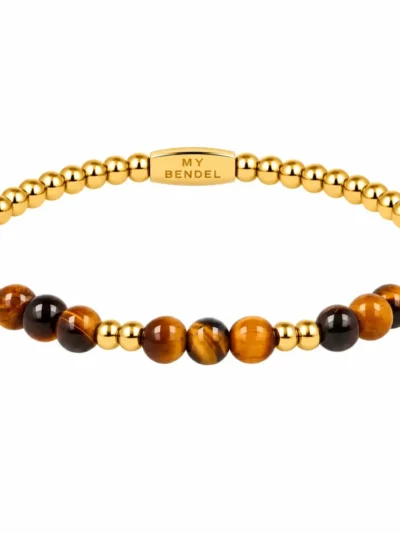 My Bendel My Bendel Armband Kralen Brown Agate | Goud