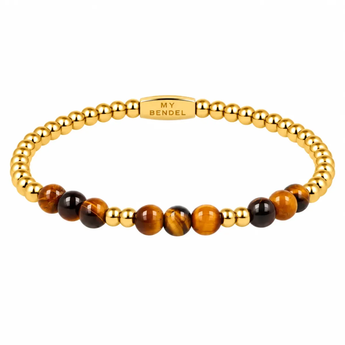 My Bendel Armband Kralen Brown Agate | Goud 1 My Bendel My Bendel Armband Kralen Brown Agate | Goud