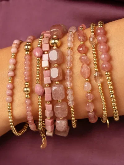 My Bendel My Bendel Armband Vierkante Rhodoniet | Goud
