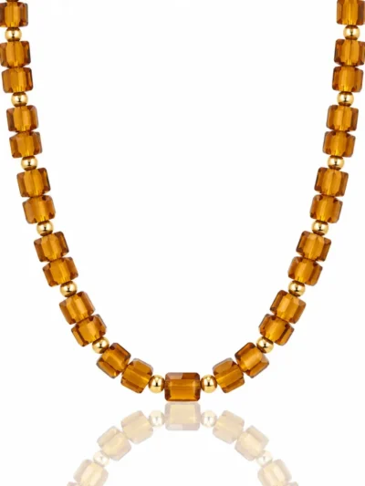 My Bendel My Bendel Ketting Bruine Glassteen | Goud