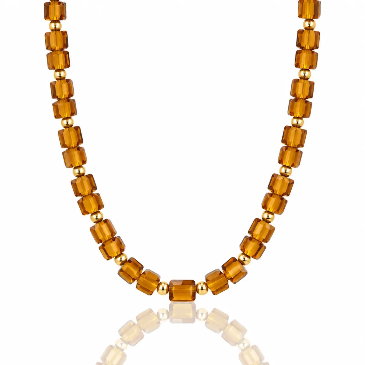 My Bendel Ketting Bruine Glassteen | Goud 1 My Bendel My Bendel Ketting Bruine Glassteen | Goud