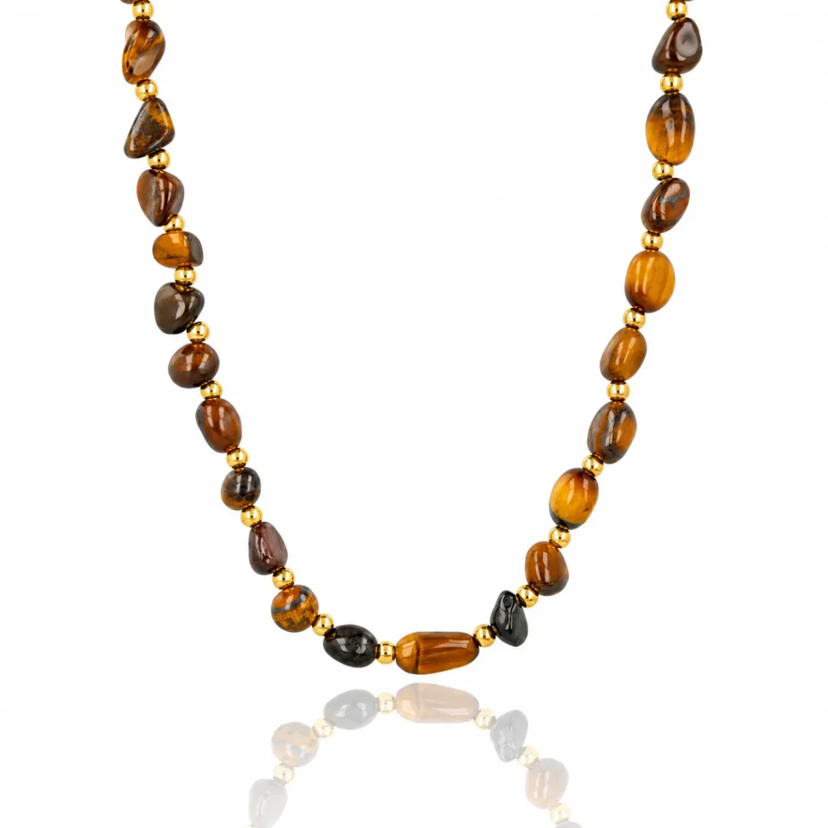 My Bendel Ketting Organische Tiger Eye | Goud 1 My Bendel My Bendel Ketting Organische Tiger Eye | Goud