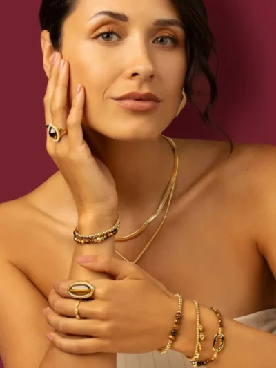 My Bendel My Bendel Tiger eye armband | Goud