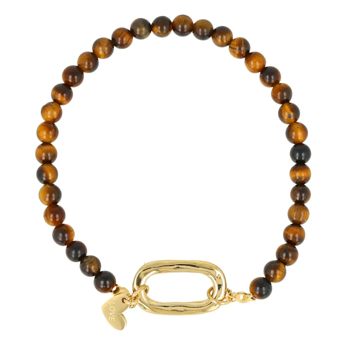 My Bendel Tiger eye armband | Goud 1 My Bendel My Bendel Tiger eye armband | Goud