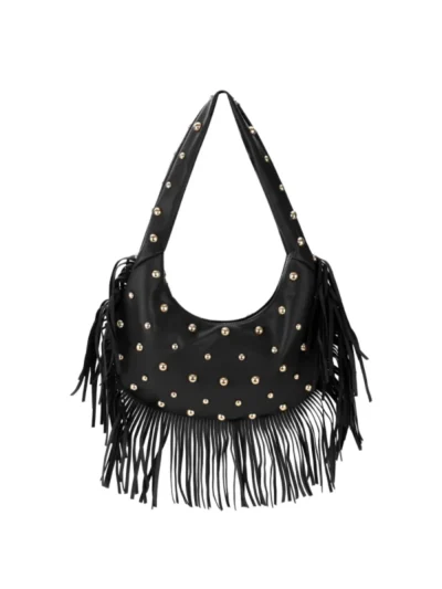 Yehwang Yehwang Handtas met studs en franjes | Zwart
