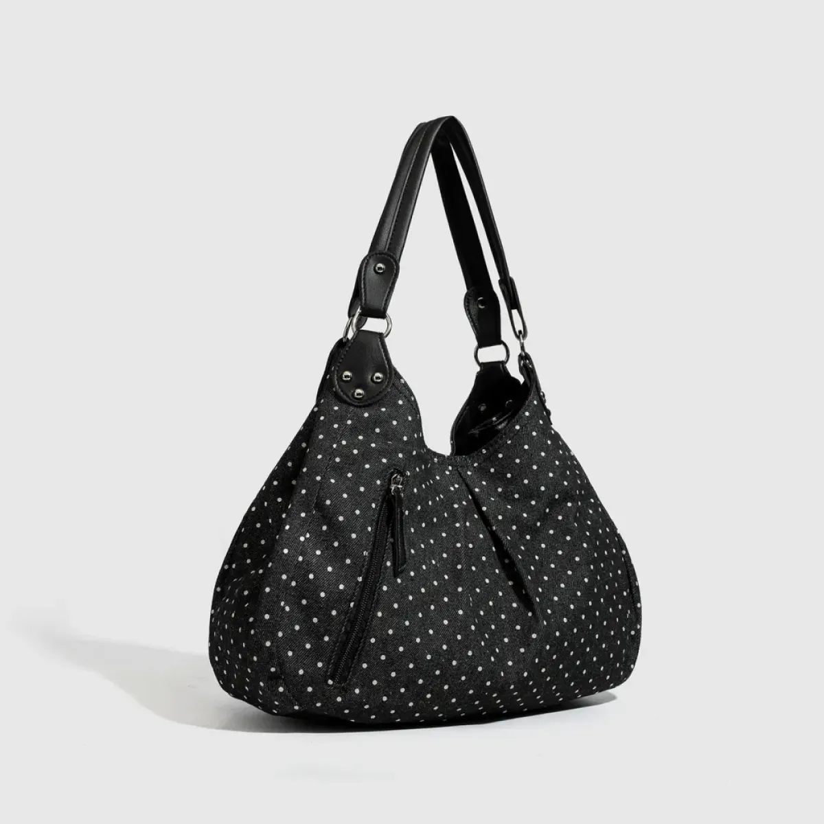 Yehwang Polkadot Geplooide tas | Zwart 3 Yehwang Yehwang Polkadot Geplooide tas | Zwart