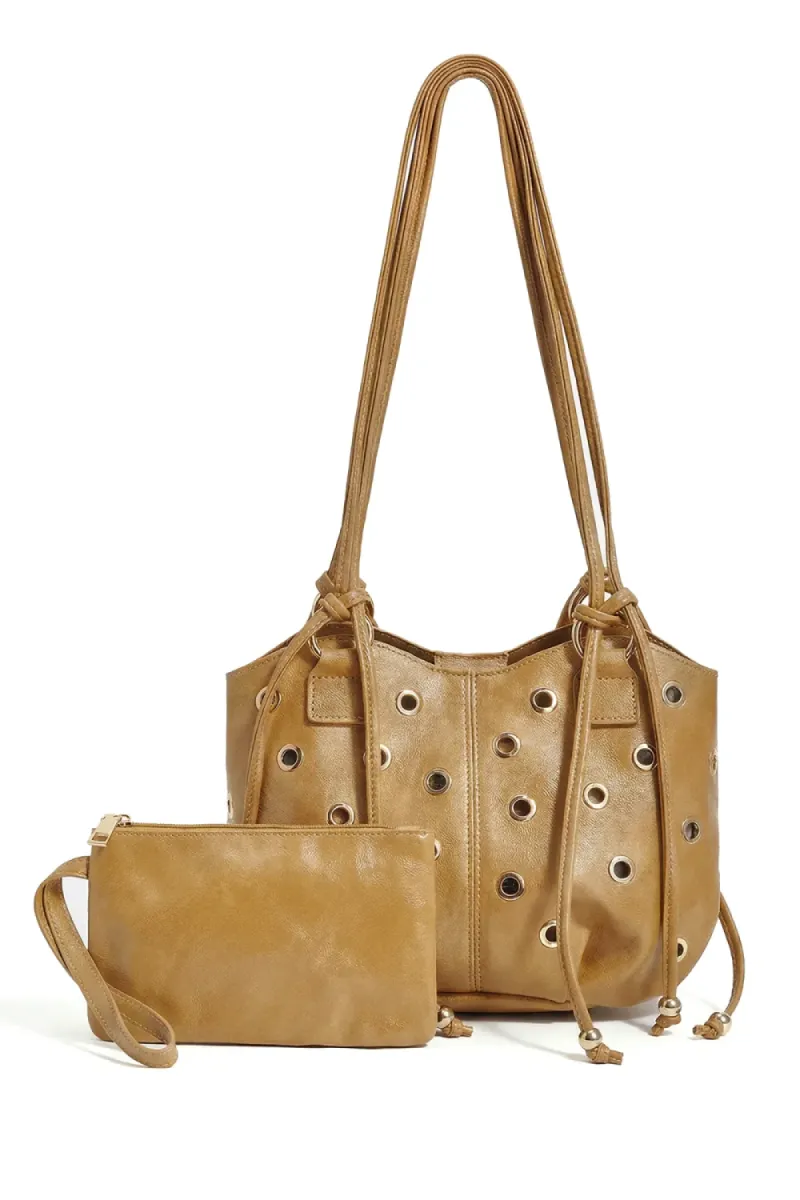 Yehwang Schoudertas met studs | Bruin 3 Yehwang Yehwang Schoudertas met studs | Bruin